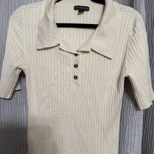 Saks Fifth Avenue short sleeve sweater Off White size large